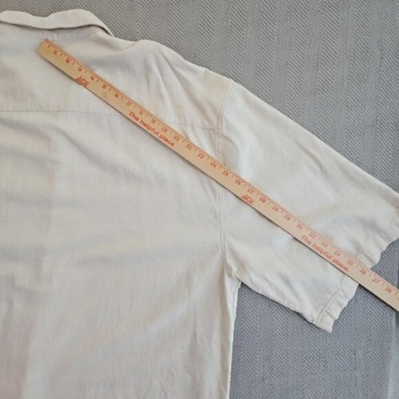 Trust Linen Blend Shirt Men's 5X Natural Tan Short Sleeve Button Down EUC LN - Picture 5 of 10